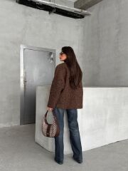 Bağcıklı Kırçıllı İçi Astarlı Acı Kahve Hırka